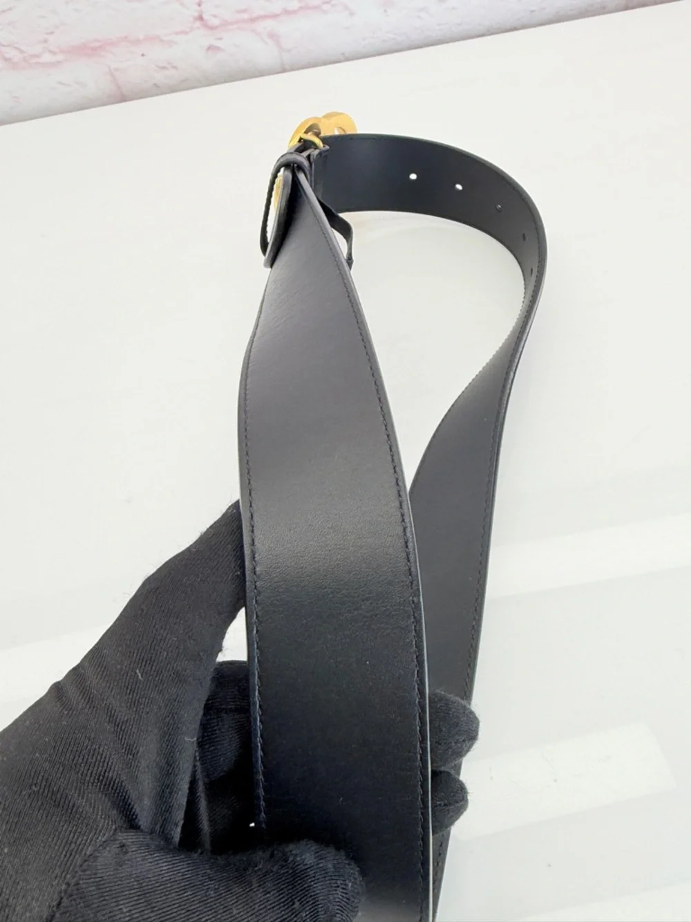 Gucci 2015 Re Edition Wide Leather Belt Gg Double Marmont Black 400593 75/30